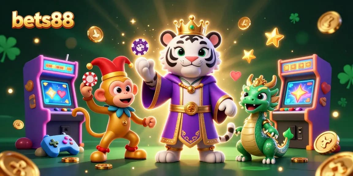 Bets88 invites players to experience an exhilarating gaming adventure with a lively 3D casino scene.