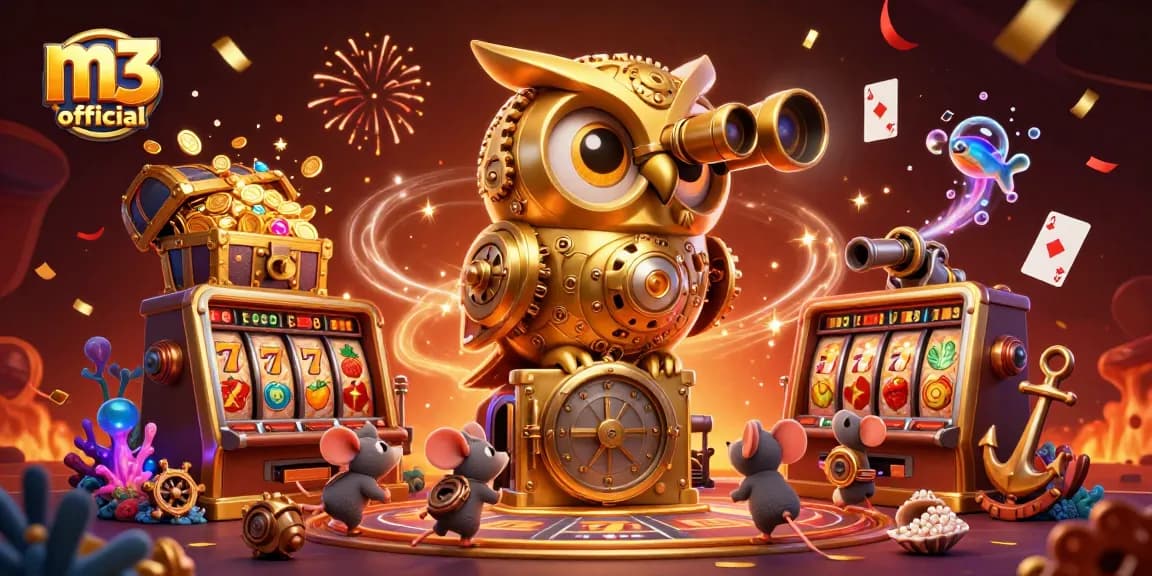 Experience top-tier gaming at m3 casino official with a vibrant 3D casino illustration.