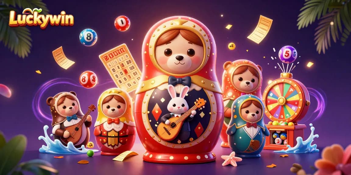 Experience Luckywin's vibrant casino atmosphere with dynamic prizes and engaging characters.