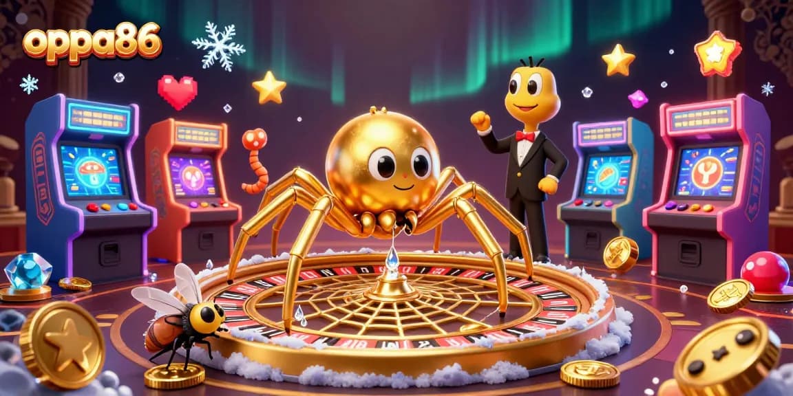 Join the excitement with oppa86's dynamic casino scene featuring a golden spider and unique characters!