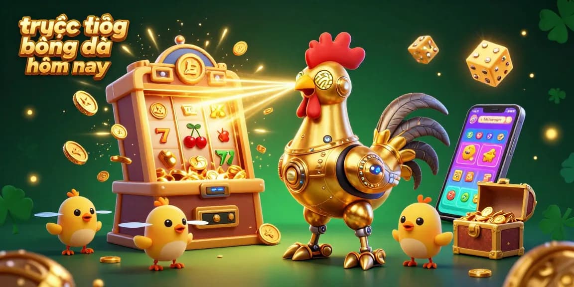 Experience thrilling азартные игры with trực tiếp bóng đá hôm nay, featuring a dynamic scene of characters and colorful casino action.