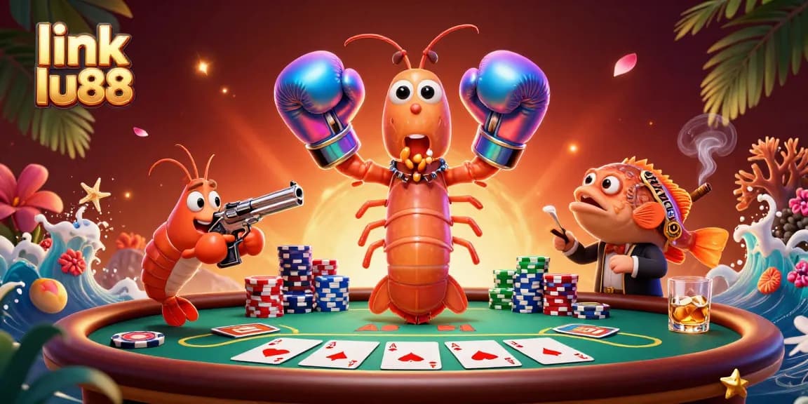 Engage with vibrant gaming action at link lu88 featuring animated gambling characters and a lively poker scene.