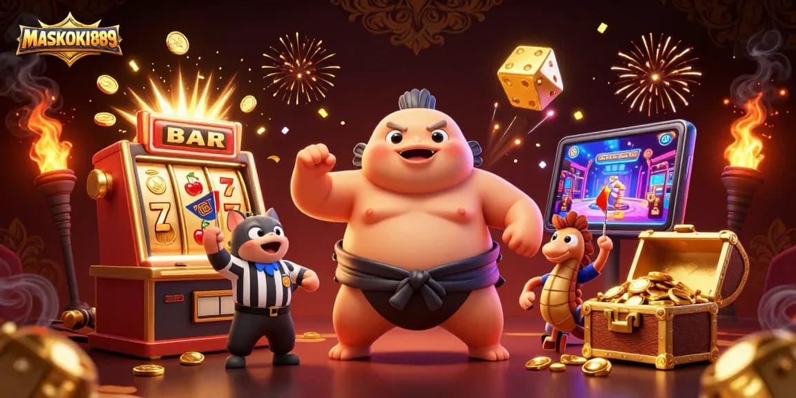 Engage with MASKOKI889's vibrant casino world featuring a lively underwater scene filled with joy and excitement.