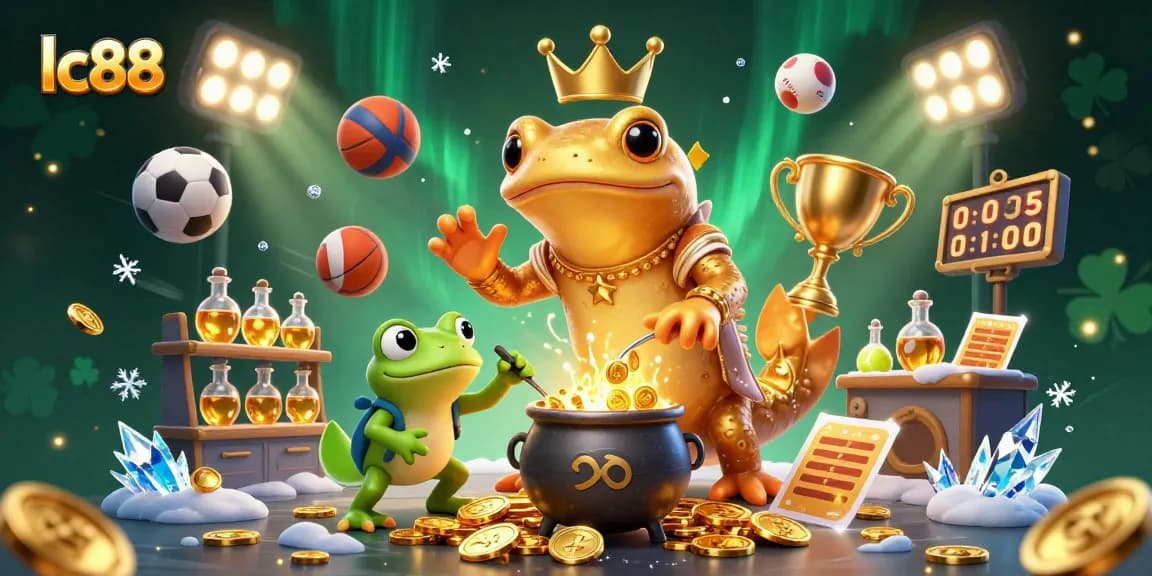 Experience thrilling gaming at lc88 with gold coins, dynamic sports balls, and magical characters.