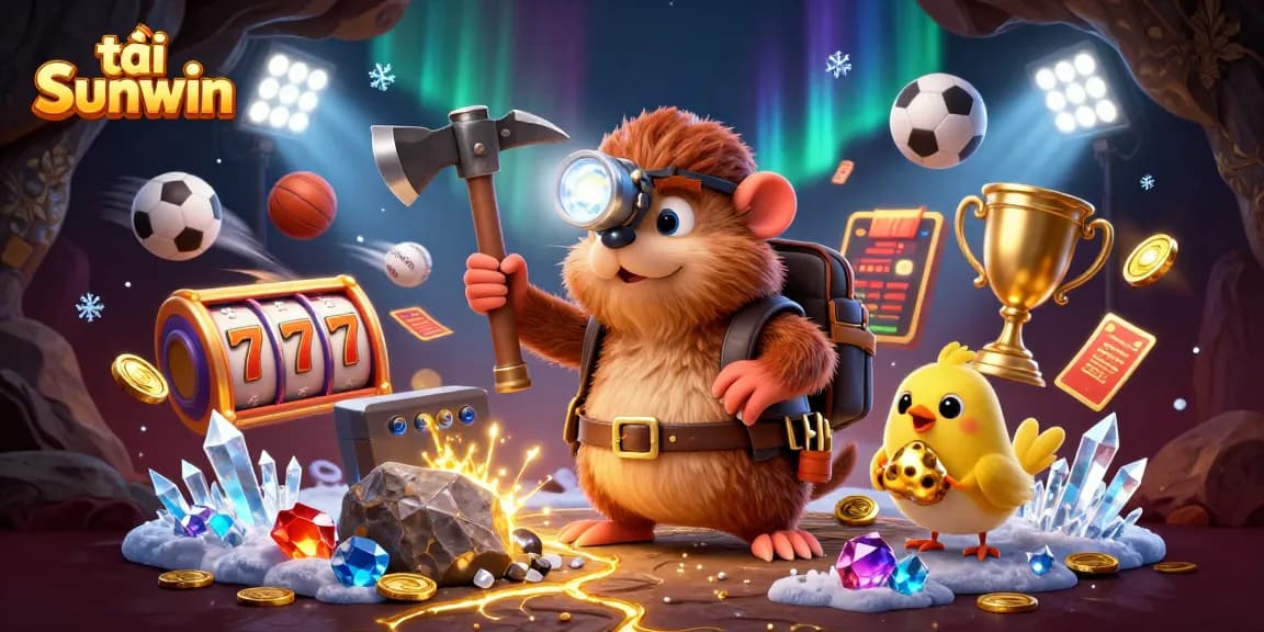 Win exciting prizes while playing tải Sunwin with a treasure-hunting mole in a dynamic casino scene.