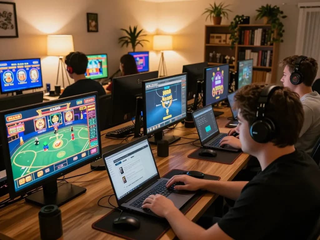 Engaged player using xx88 for online casino gaming with screens showing various game interfaces