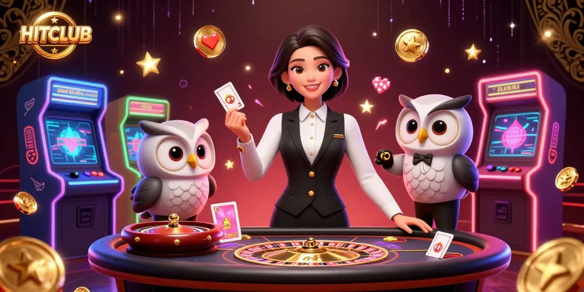 Join the excitement at HITCLUB as dealers and colorful game elements invite players.