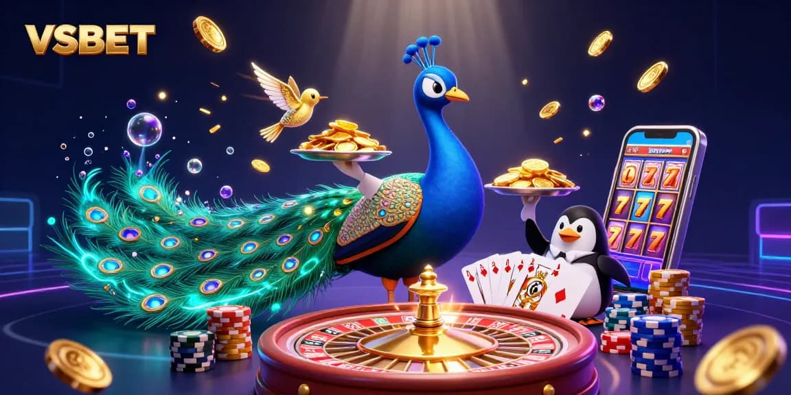 Experience the thrill of VSBET with colorful characters and dynamic casino elements.