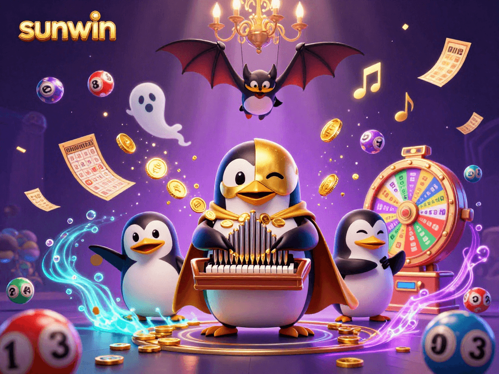 Play to win with sunwin in dynamic lottery and casino-themed illustration