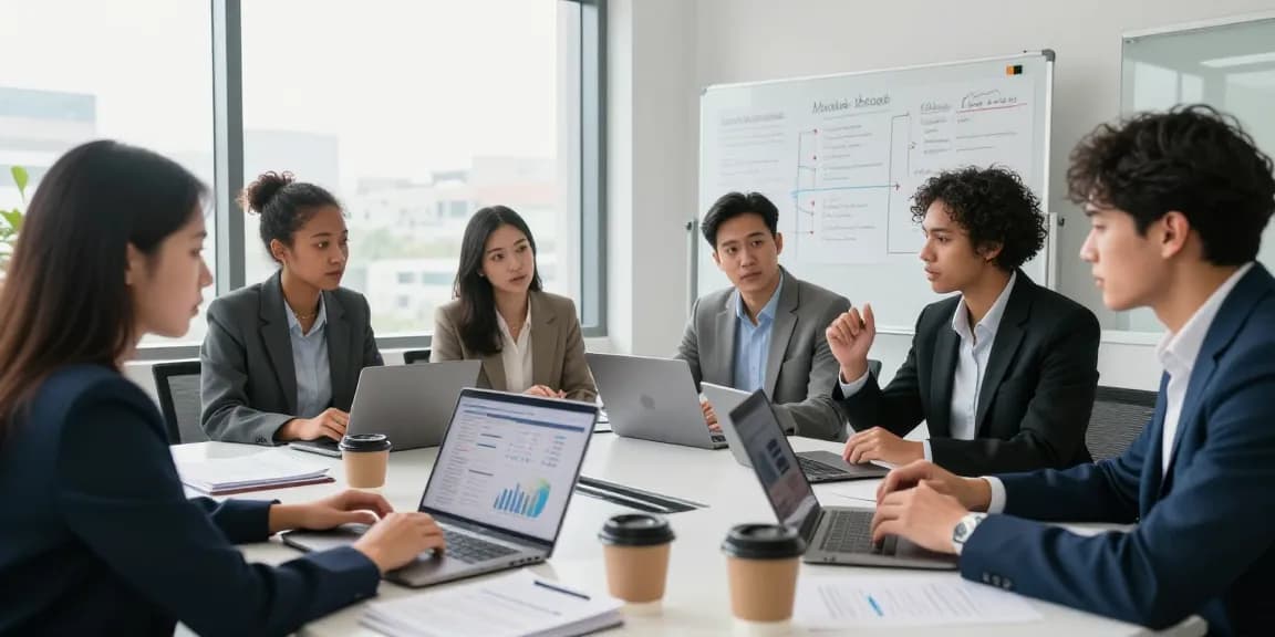 Dynamic office collaboration scene illustrating the need for an instant merchant cash advance in small businesses.