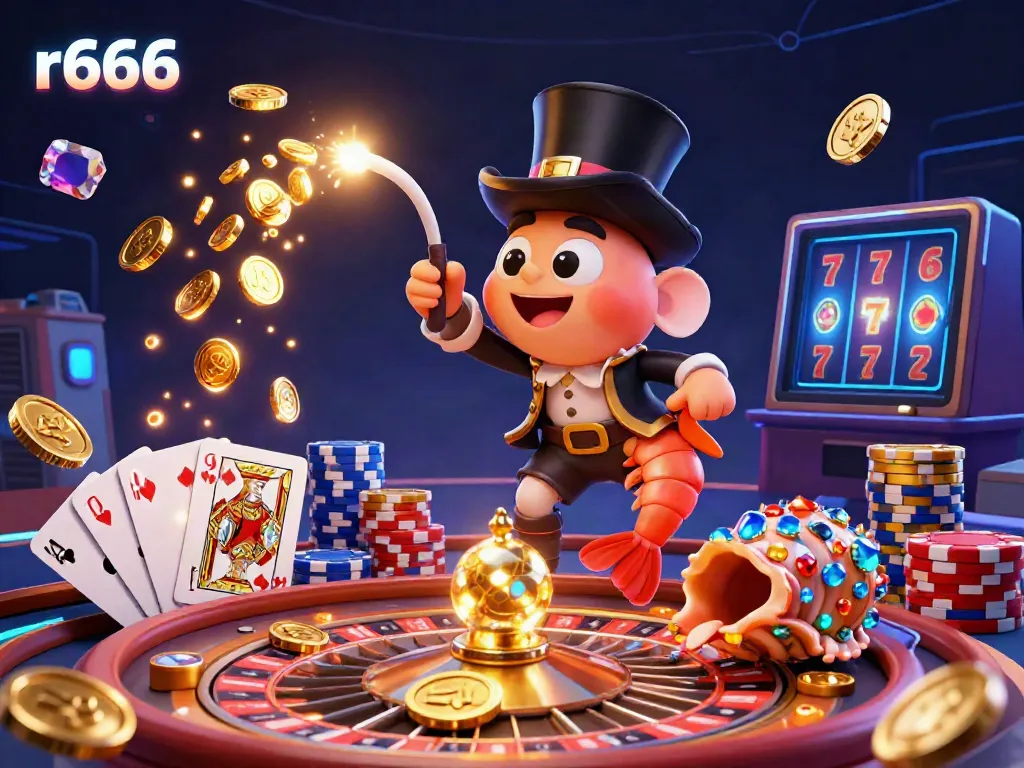 Experience thrilling wins with r666 at this vibrant casino scene featuring animated characters and dynamic slots.