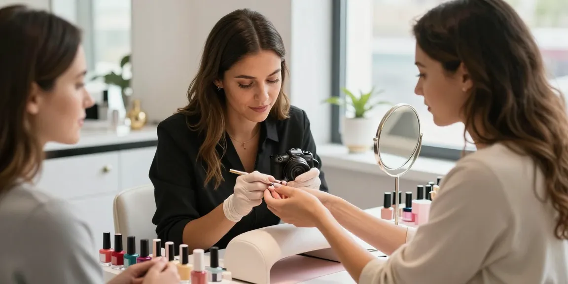 Paradise Nail Beauty expert manicure service showcasing professional nail application and elegant products.