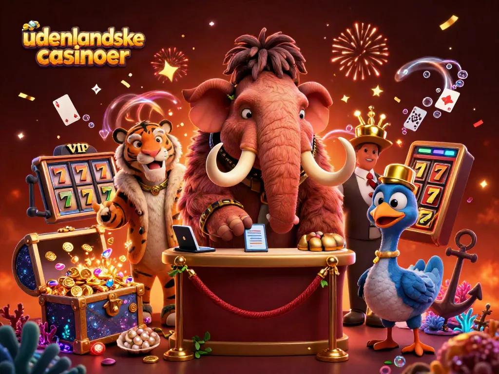 Experience the excitement of udenlandske casinoer with a vibrant 3D casino illustration.
