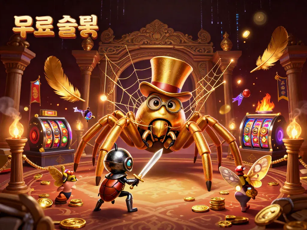 Experience the thrilling world of 무료슬롯 with a vibrant scene showcasing brave characters in a casino setting.