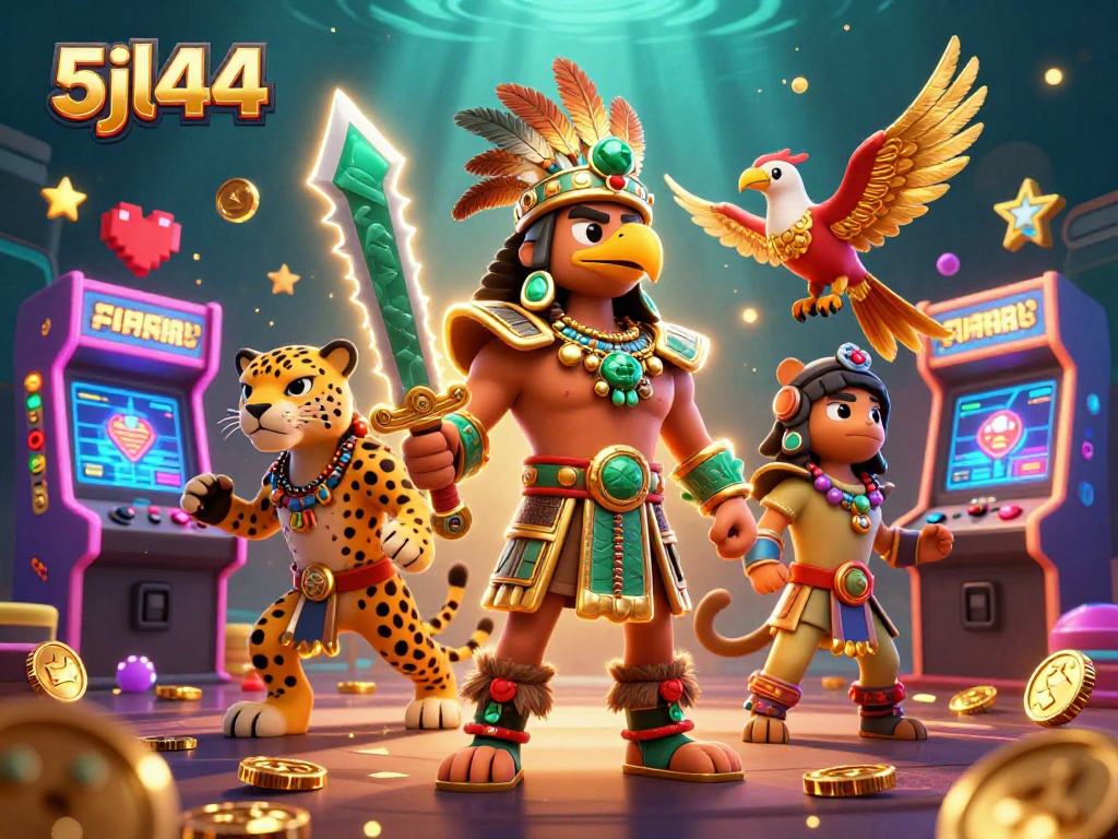 Engage with thrilling 5jl44 casino action featuring Aztec warriors in a vibrant gaming scene.