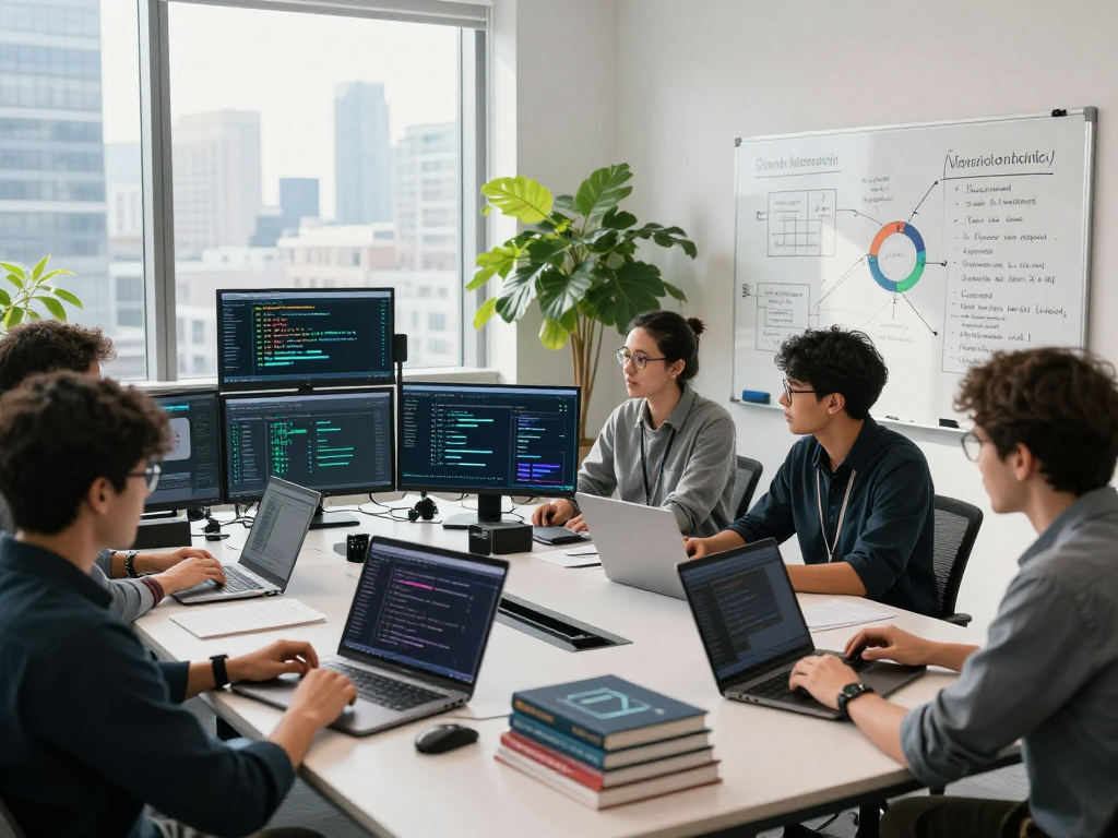 Developers collaborating on Tornado Cash privacy technology in a vibrant crypto lab.