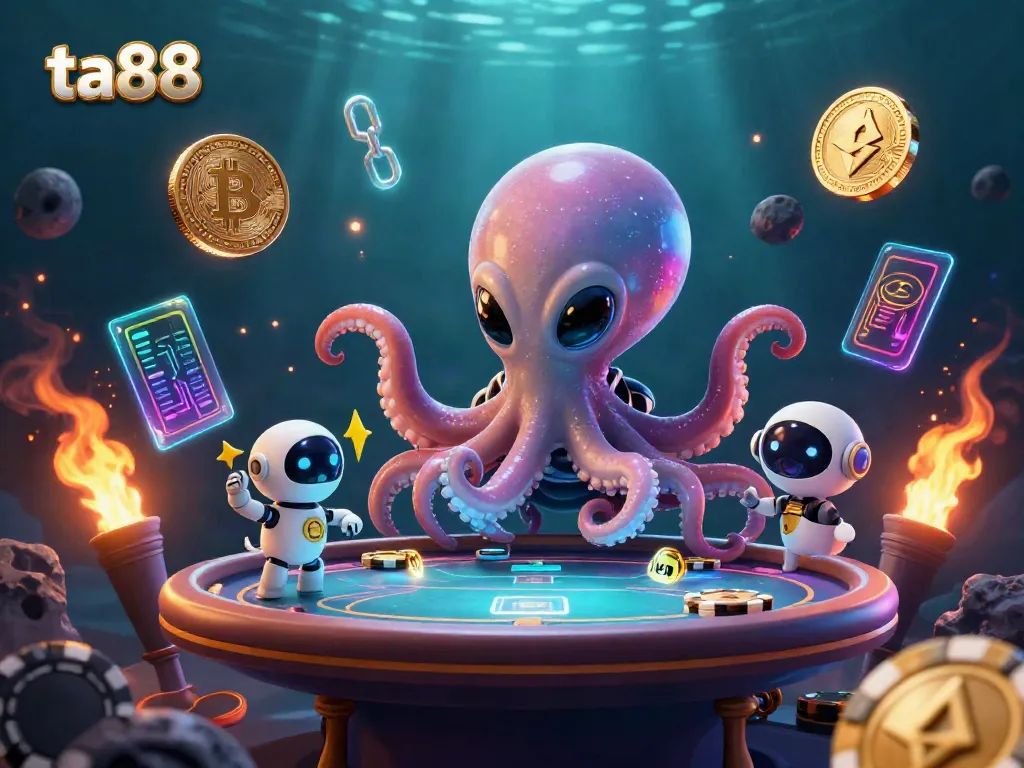 Experience thrilling gameplay at ta88 with an alien octopus dealing poker in space, surrounded by cosmic chips.