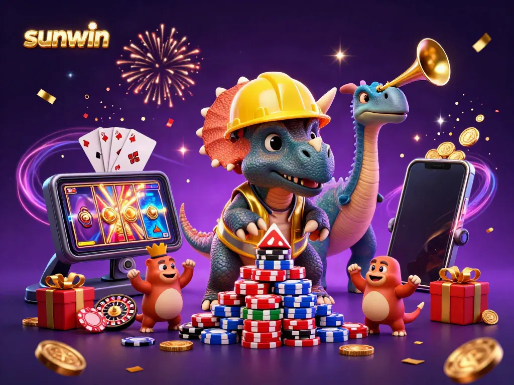 Experience gaming excitement with Sunwin's joyful celebration of poker and slot games.