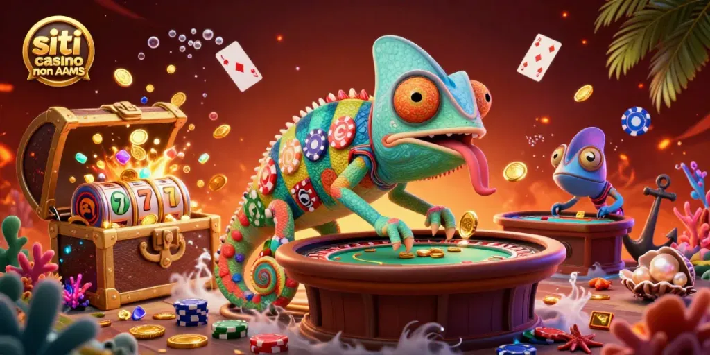 Gioca nei siti casino non AAMS con un camaleonte colorato e slot ricchi di bonus.