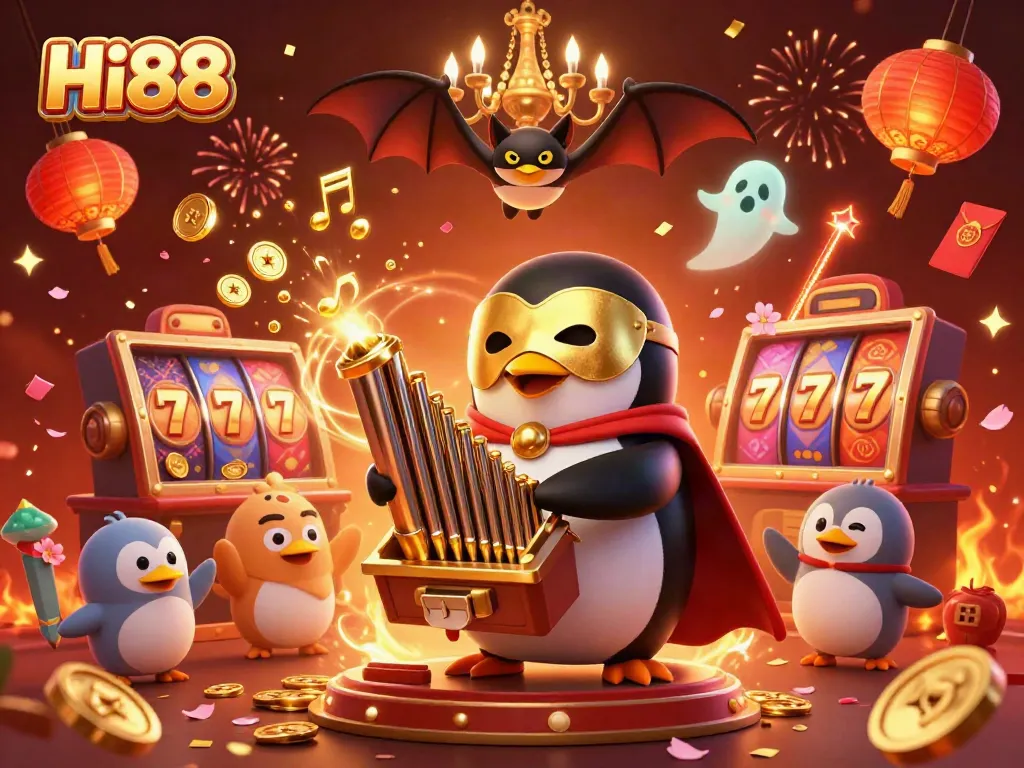 Engage with exciting gaming experiences at Hi88 as the phantom penguin plays for coins and victories.