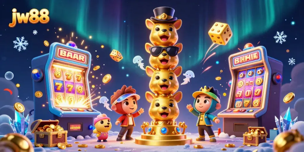 Spin and win big with jw88's colorful casino illustration featuring a jackpot celebration.