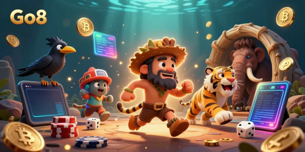 Join the excitement at the Go8 casino, where ancient characters enjoy dynamic gambling fun!