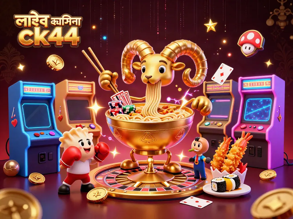 Engage in thrilling live casino experiences with লাইভ ক্যাসিনো ck44, showcasing a vibrant 3D gaming scene.