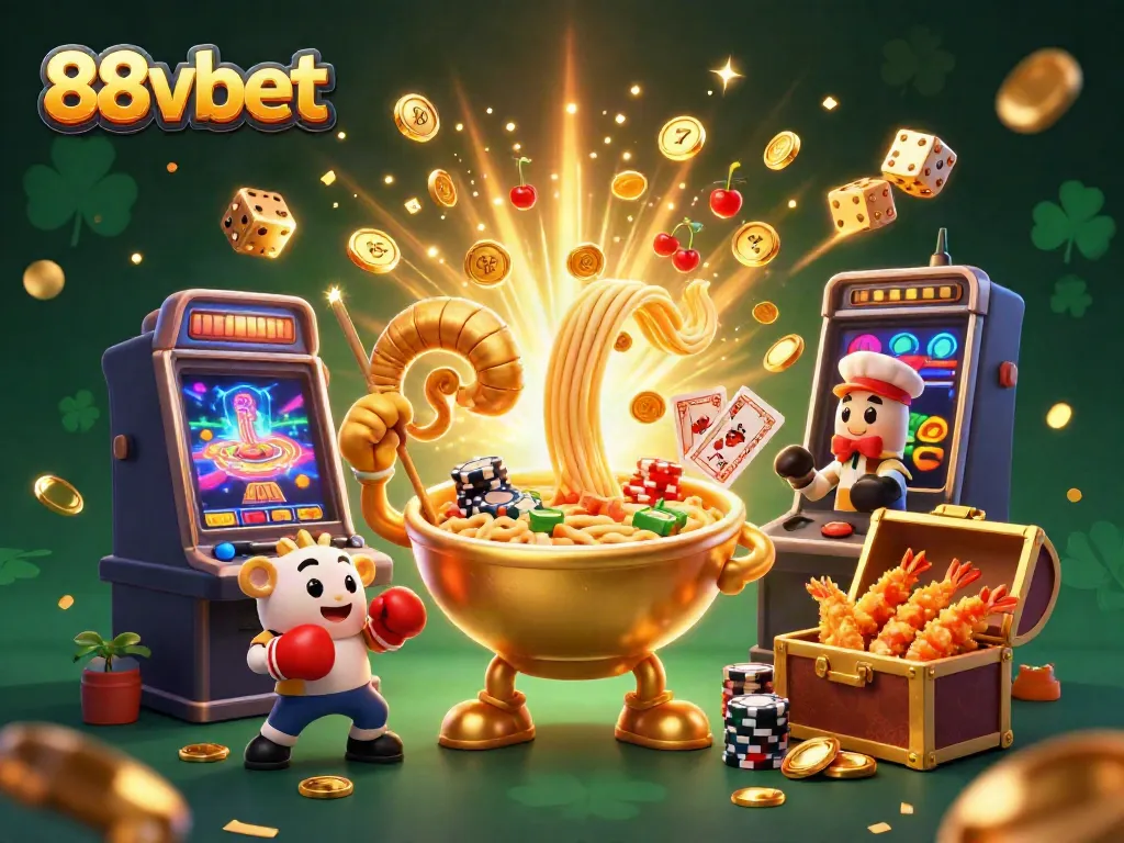 Experience thrilling 88vbet gameplay with vibrant characters and casino elements in a dynamic scene.