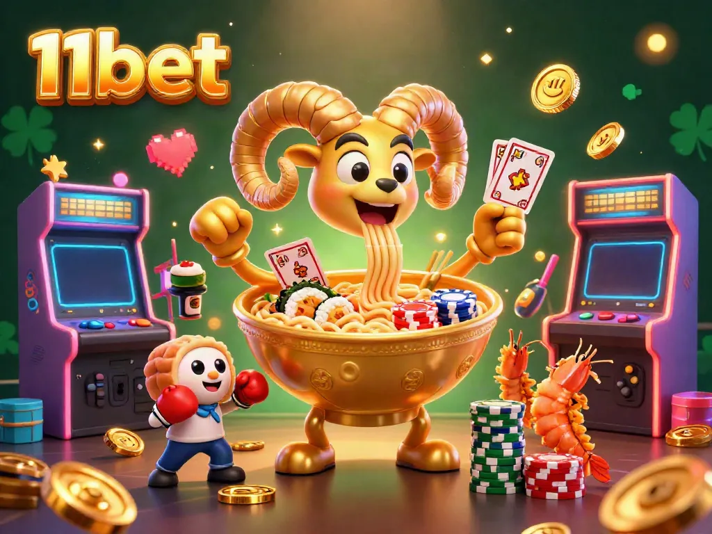 Engage with dynamic 11bet gaming scene featuring vibrant characters and casino elements.