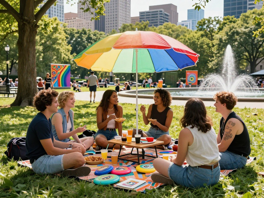 Community gathering in a city park with diverse friends celebrating inclusivity for states for trans people 2026.