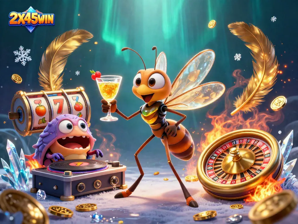 Menangkan permainan kasino dengan 2X45WIN mengelilingi karakter menarik dan unsur slot.