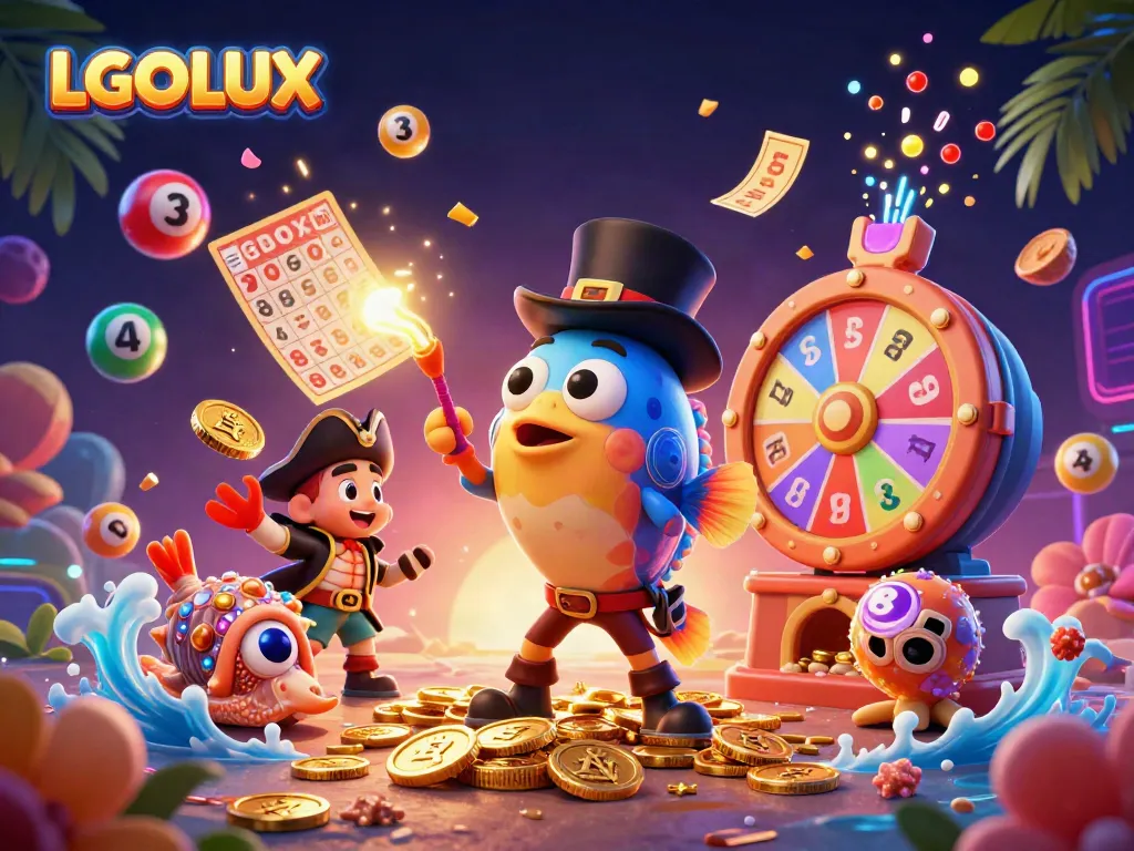 Engage with the vibrant world of LGOLUX as colorful elements fill the scene with excitement and gambling action.