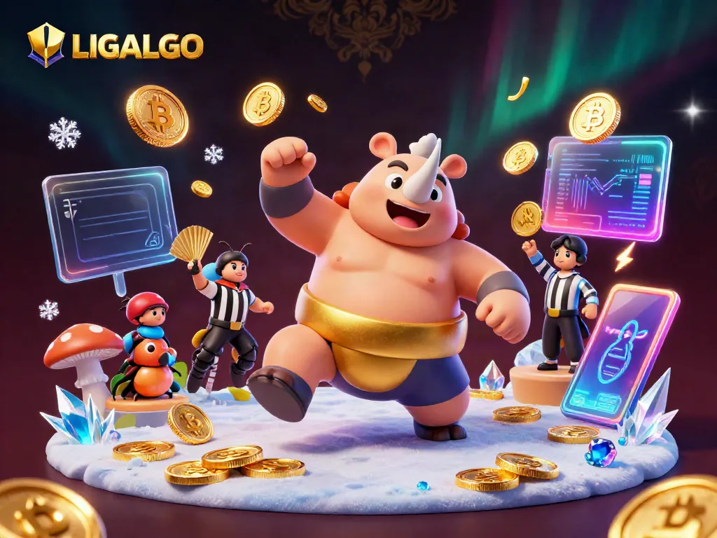 Experience thrilling gaming with LIGALGO, featuring immersive characters and vibrant crypto elements.