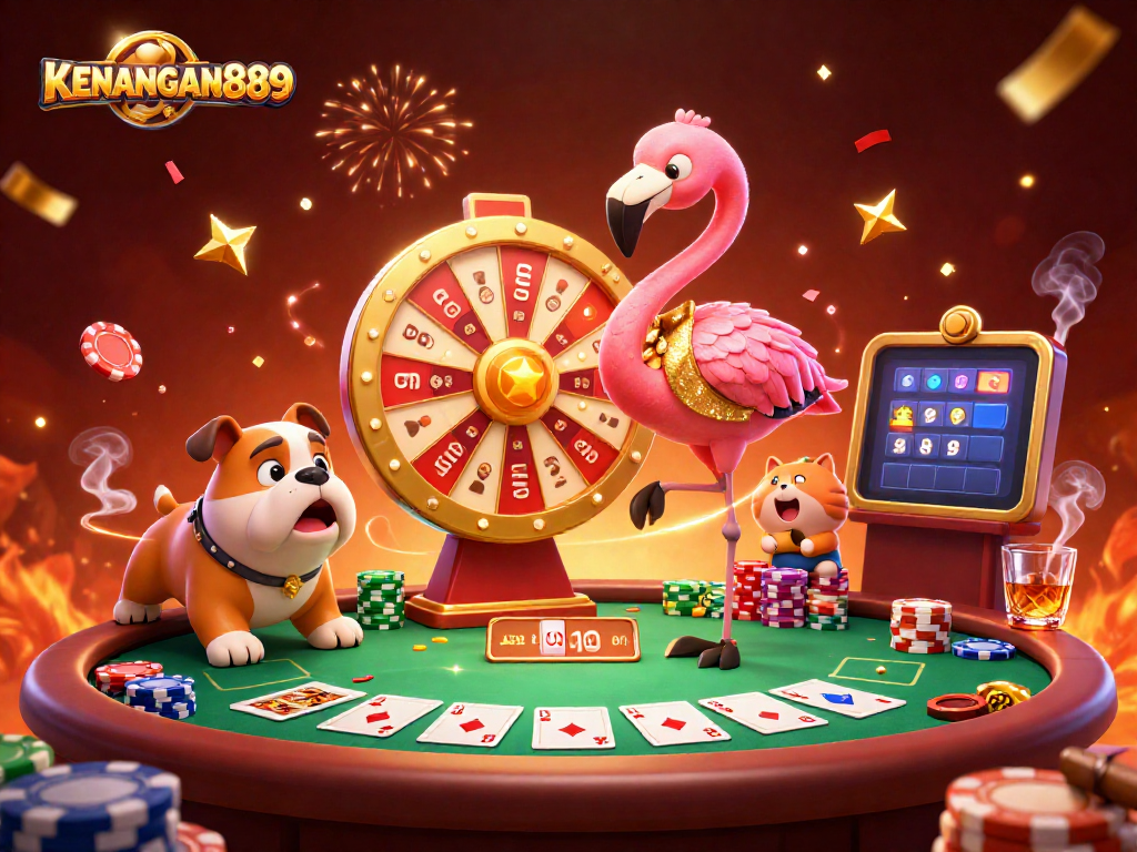 Engage in thrilling gameplay with KENANGAN889, showcasing vibrant casino action featuring poker elements.