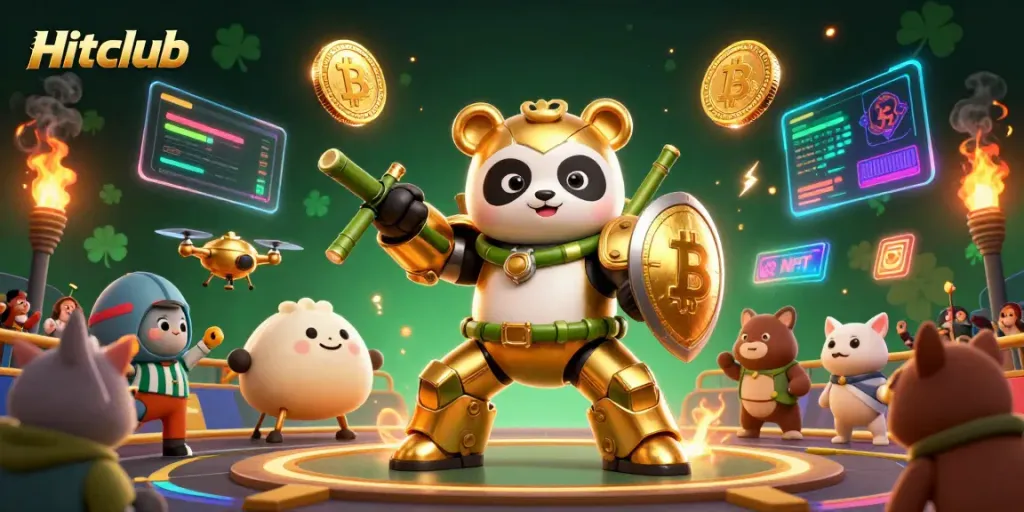 Hitclub offers engaging gaming experiences with interactive elements in a vibrant illustration.