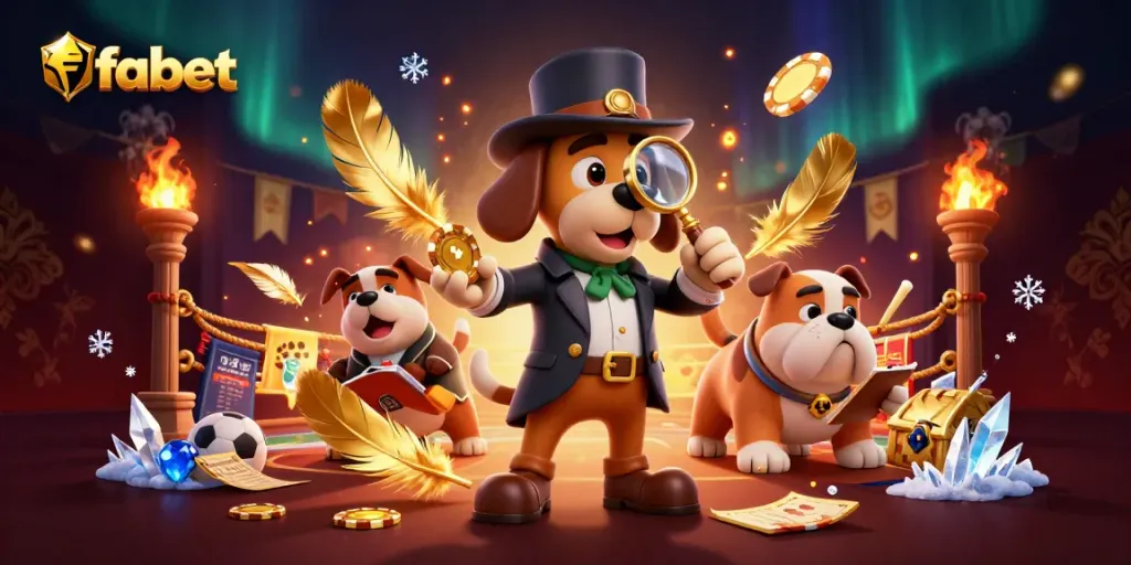 Examine golden poker chips and sports betting elements with fabet in this vibrant casino scene.