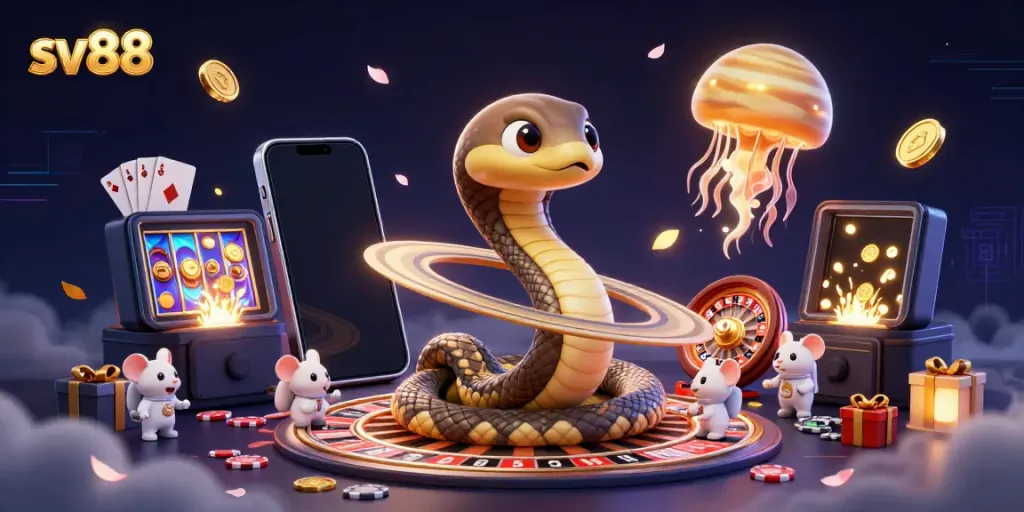 Experience the excitement of sv88 online casino with immersive 3D casino elements and vibrant characters.