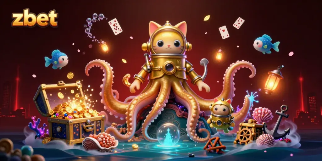 Zbet gaming scene showcasing vibrant characters and rich casino elements in a dynamic underwater setting.