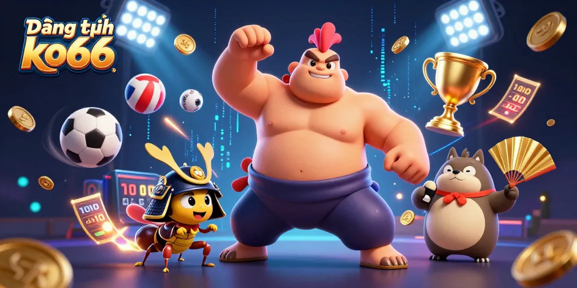 Experience exciting gaming with Đăng ký ko66, featuring dynamic casino characters and vibrant elements in action.