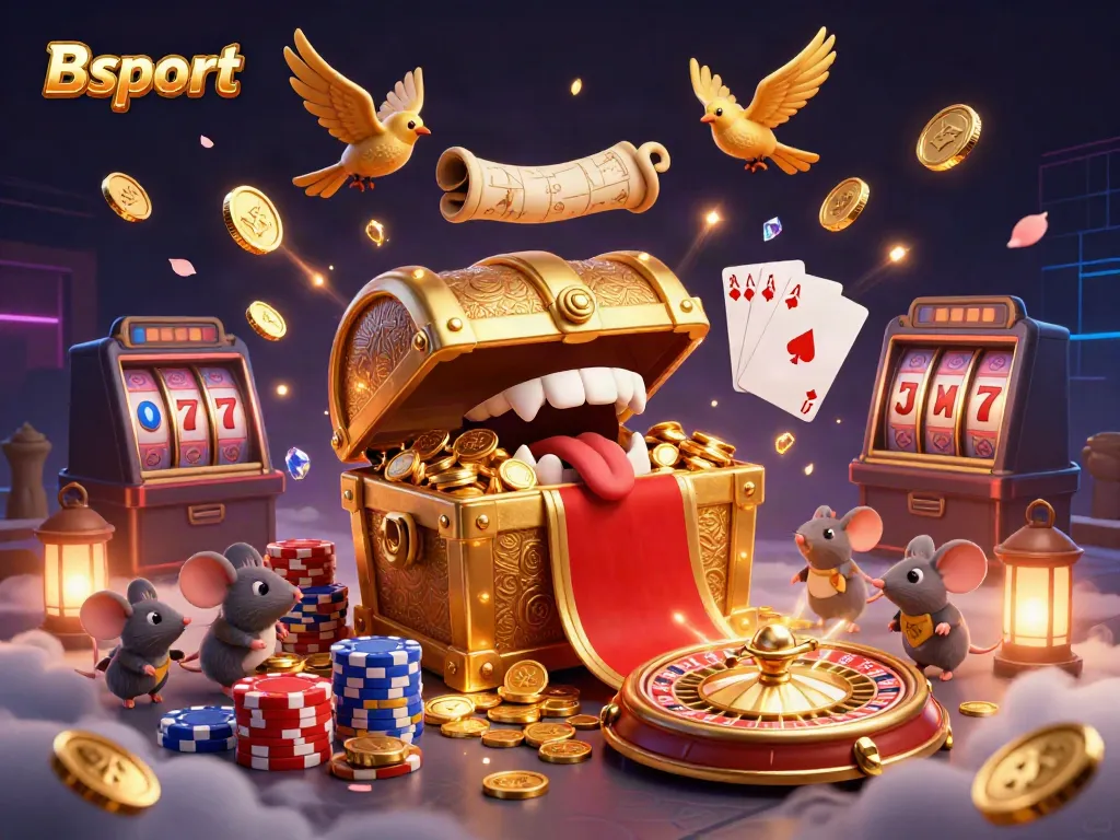 Experience the thrill of Bsport with captivating online gambling elements in a vibrant, animated scene.