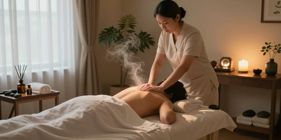 Relaxing 서울출장마사지 experience in a tranquil spa room with soothing atmosphere.