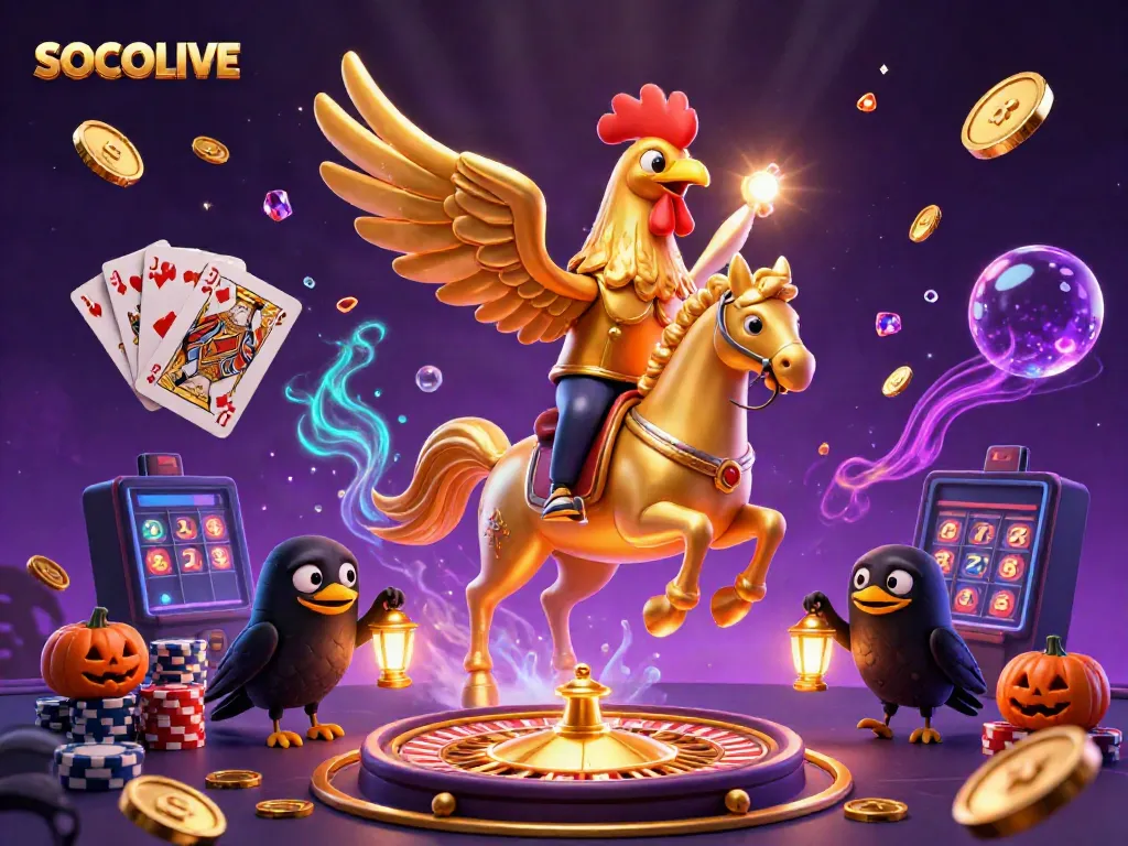 Experience SOCOLIVE’s vibrant betting world with golden coins and dynamic characters in an engaging casino scene.