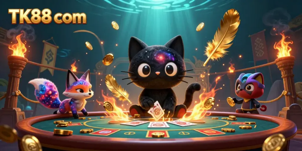 Experience the thrilling TK88 com casino atmosphere with unique characters and game elements.