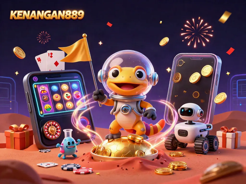 Engage with KENANGAN889 in a vibrant Martian casino adventure, showcasing dynamic slot games.
