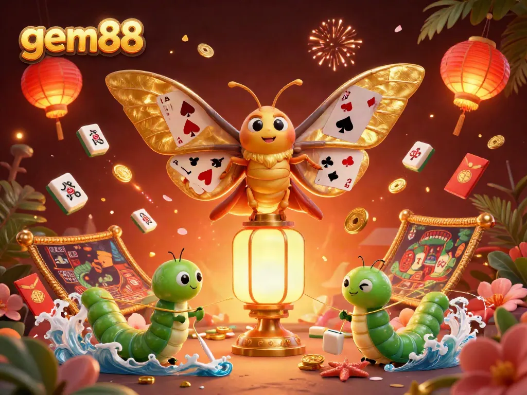 Experience the thrill of gem88 with vibrant casino scenes and golden elements.