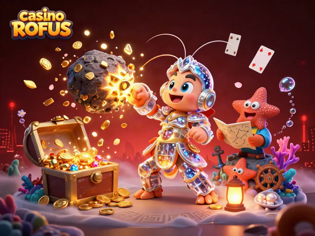 Experience the vibrant action at casino uden ROFUS with a 3D mantis shrimp and starfish adventure.