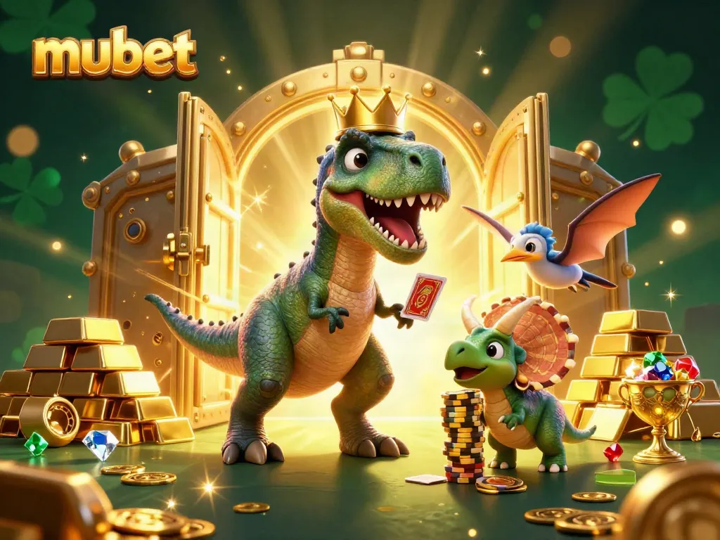 Engage in thrilling gambling action with MUBET's 3D casino illustration featuring vibrant characters and rich game elements.