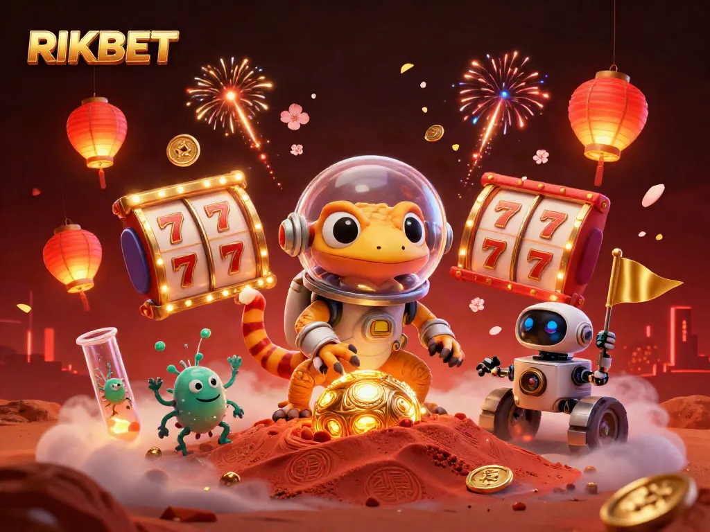 Experience the thrilling adventure of RIKBET in a golden casino scenario with vibrant elements.
