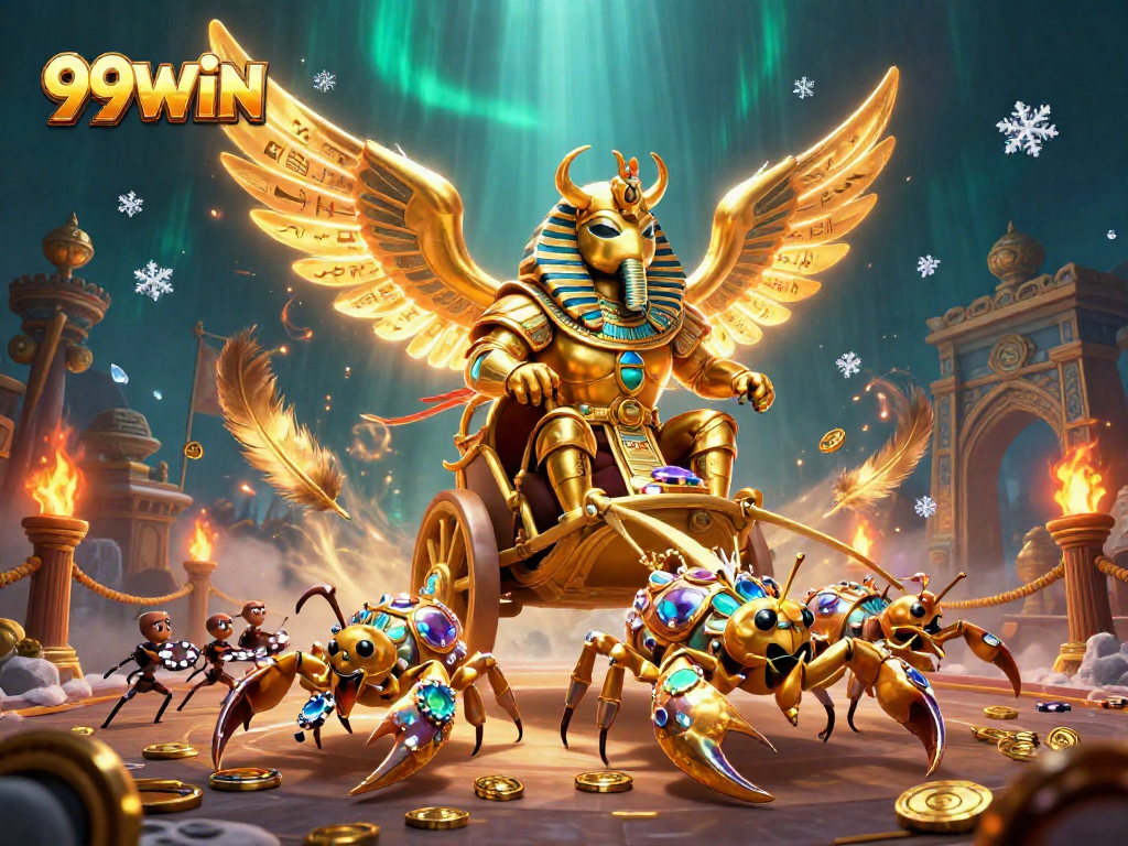Engage with thrilling games at 99WIN featuring an epic scene with mythical characters and casino elements.