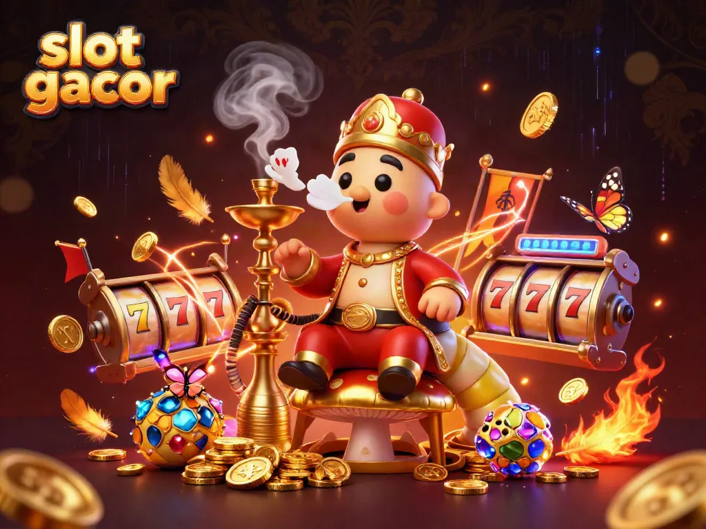 Spin to win at slot gacor with vibrant visuals showcasing a lively casino scene filled with excitement.